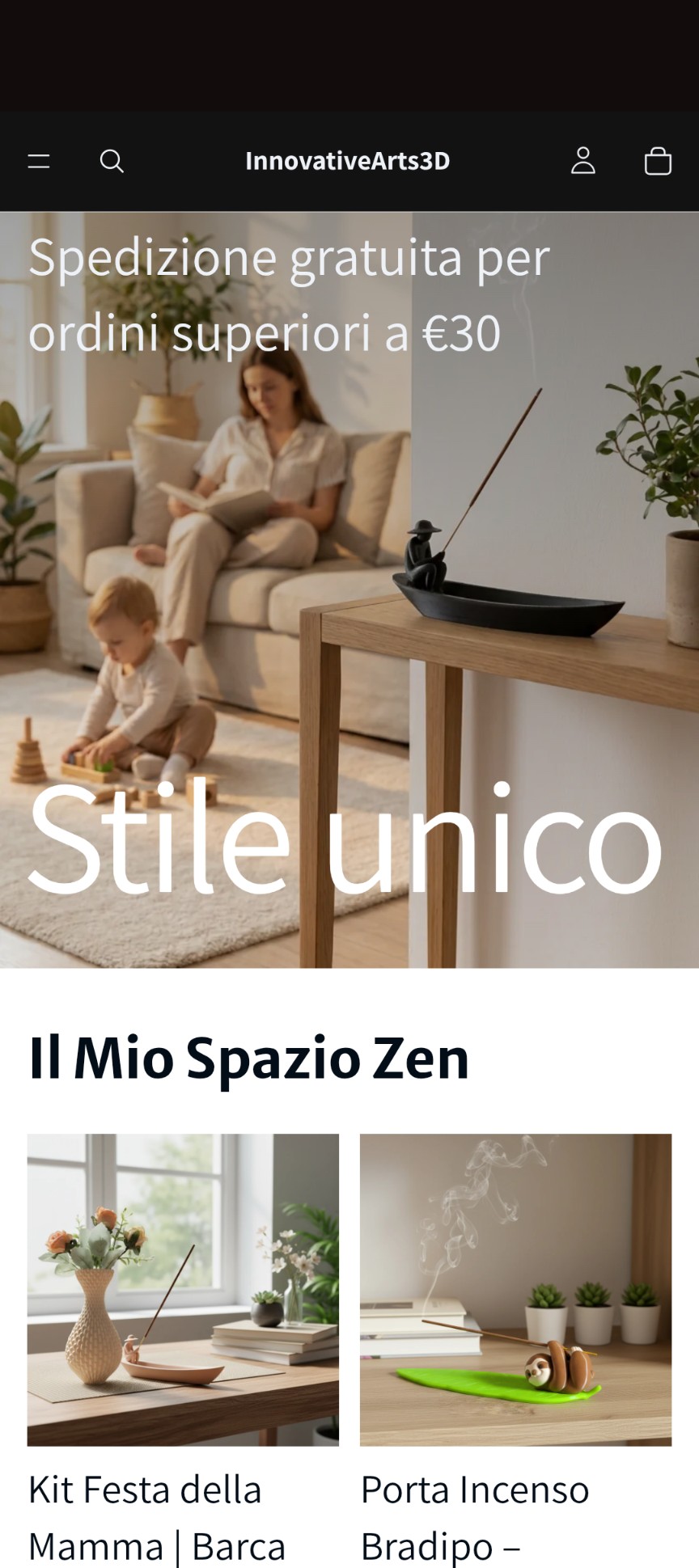 Sito e-commerce Innovative Arts 3D realizzato da Furiato Solutions